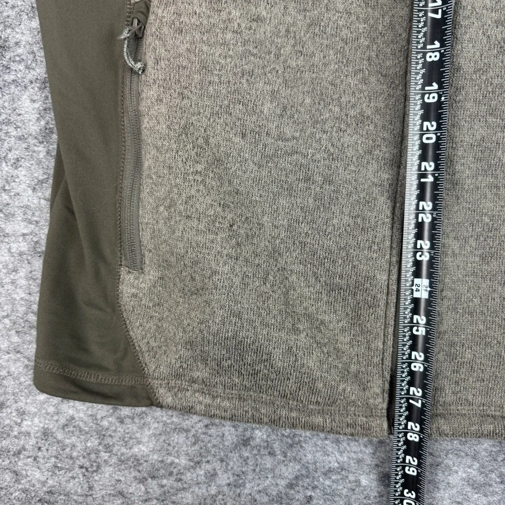 Cabelas Mens Fleece Full Zip Jacket XL Gray Green Trim Outdoor Casual‎